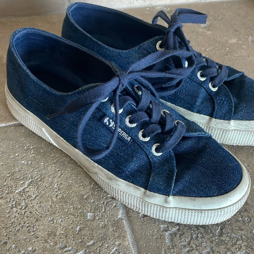 Superga‎ denim gold shimmer tennis shoes size US 7